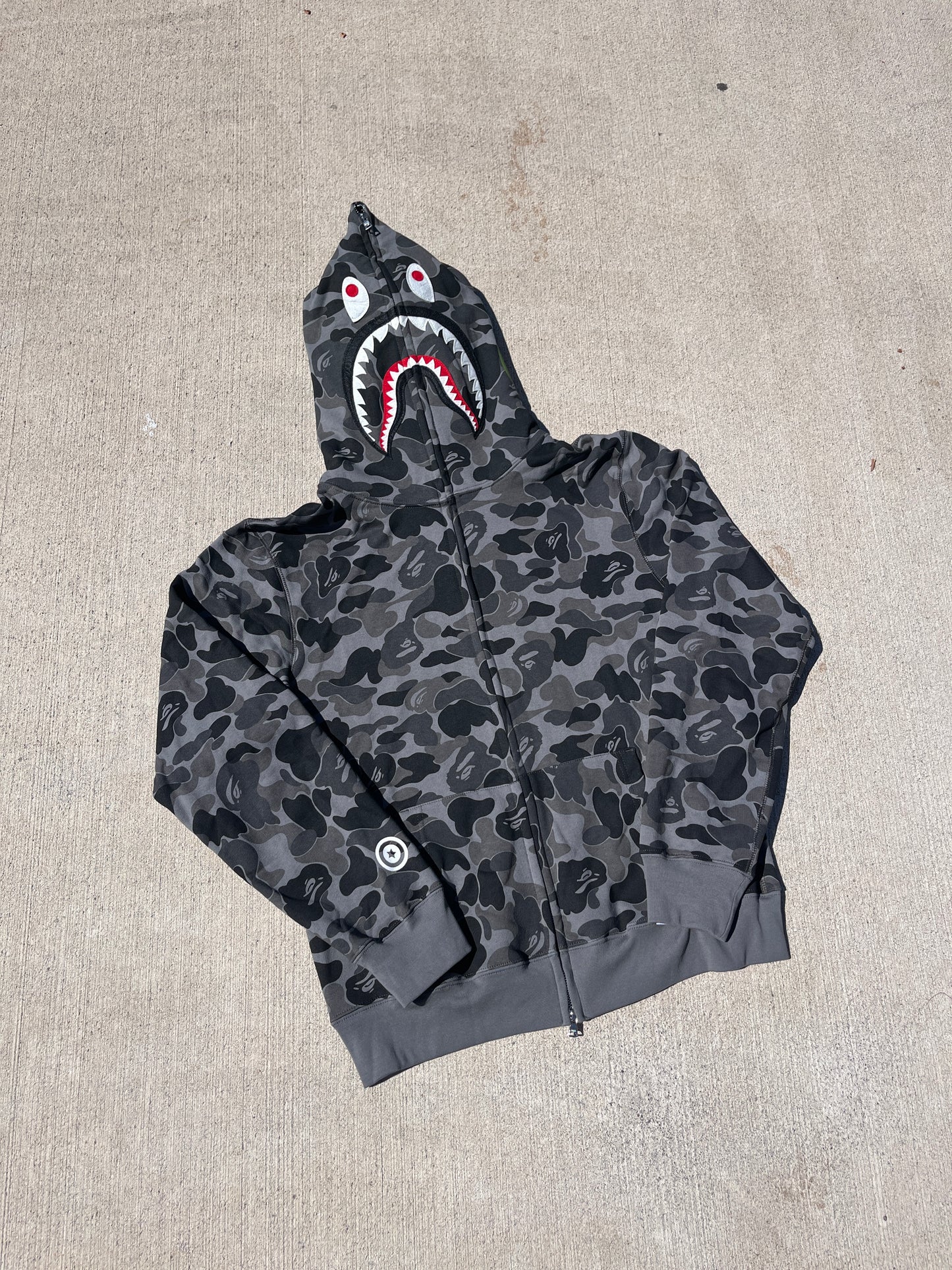Dark Gray Camo Shark bape zip