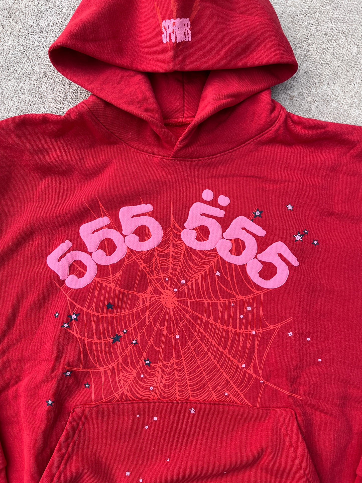 Red 555 web hoodie