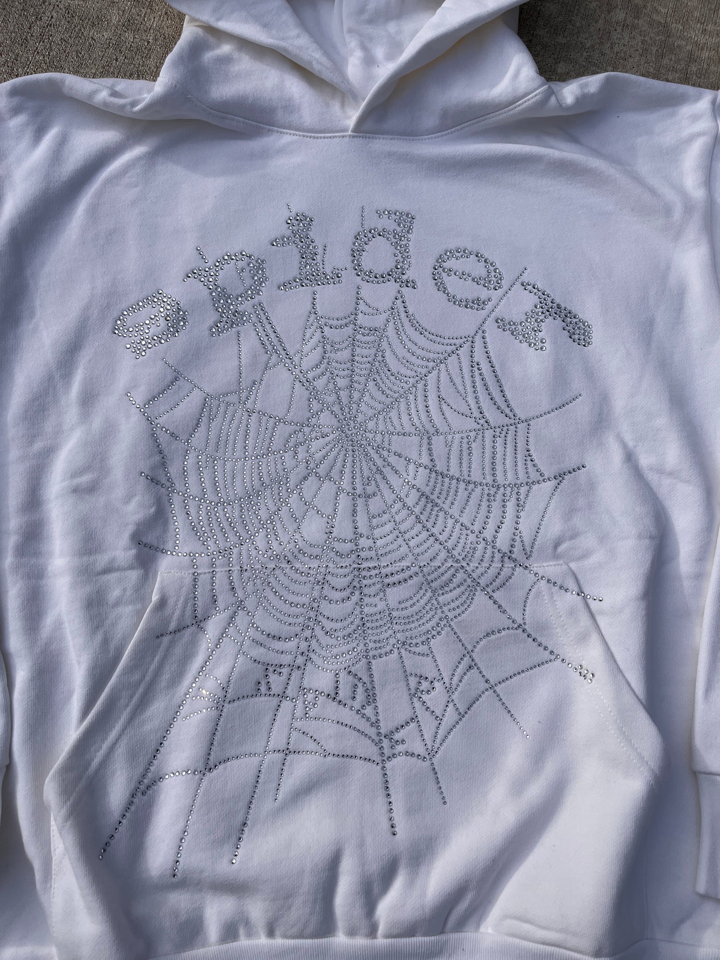 White Rhinestone OG web hoodie