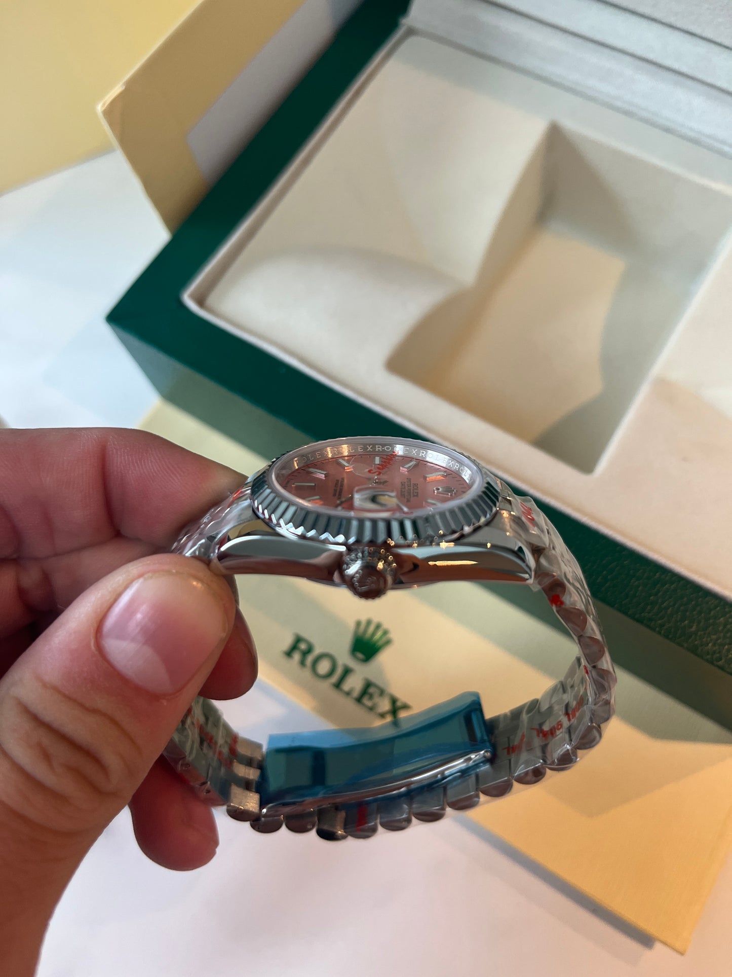 Pink face & silver strap oyster perpetual D.J.