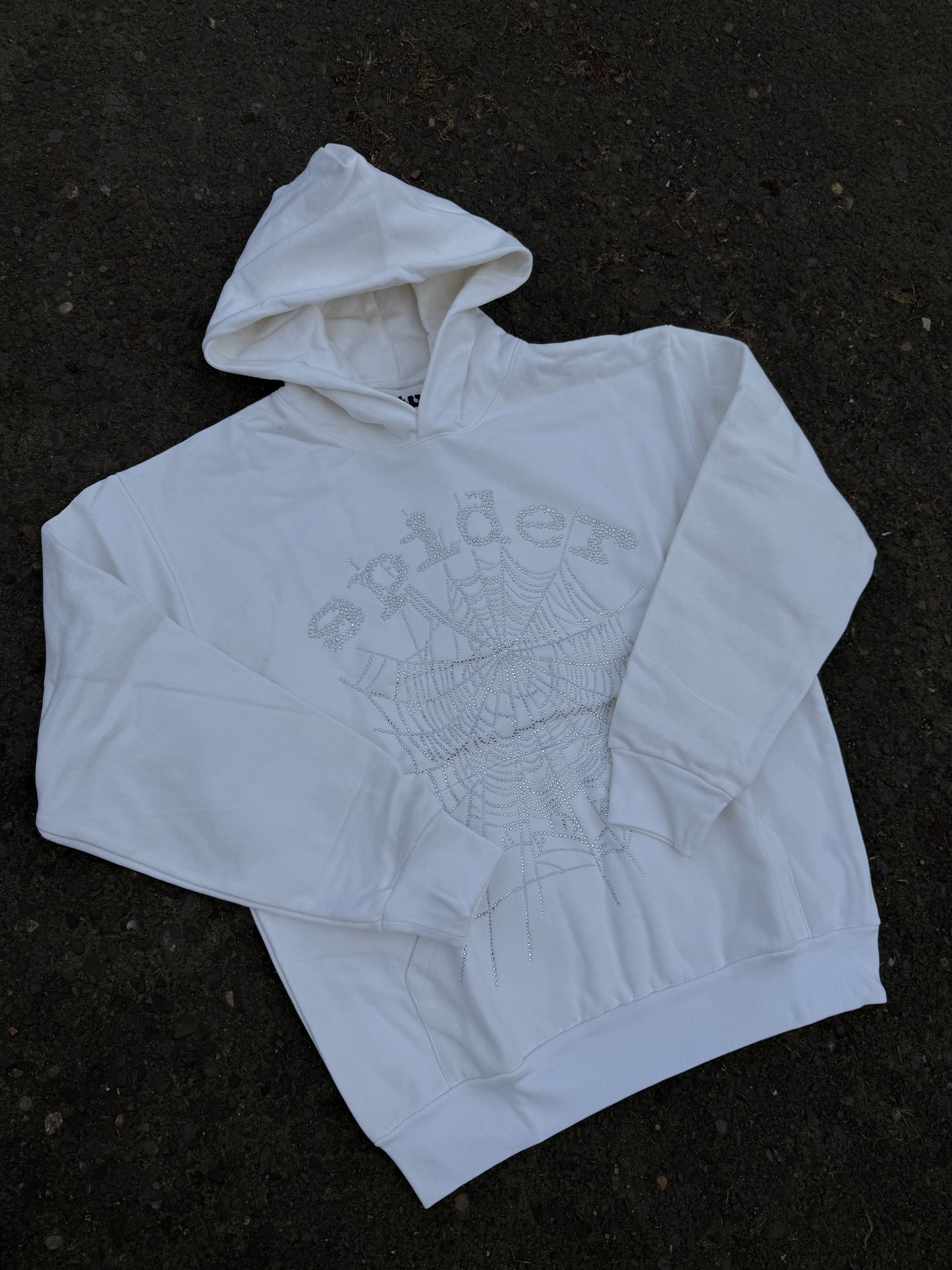 White Rhinestone OG web hoodie