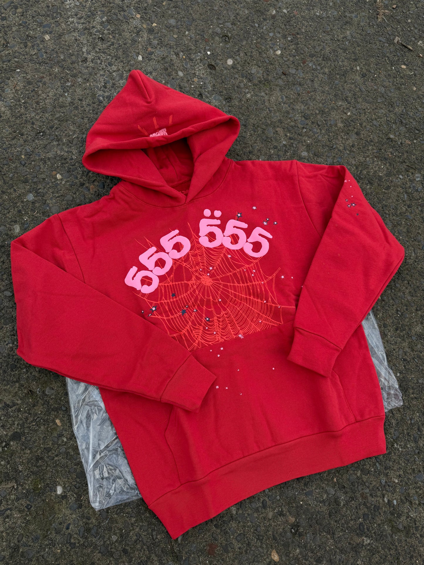 Red 555 web hoodie