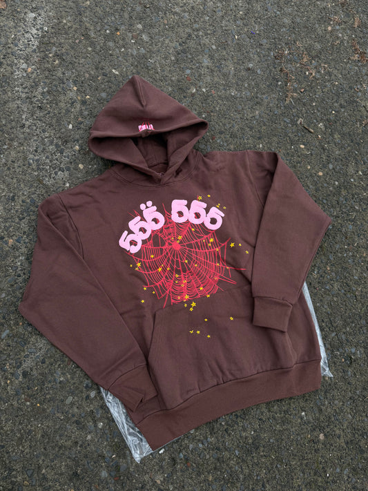 Brown 555 web hoodie