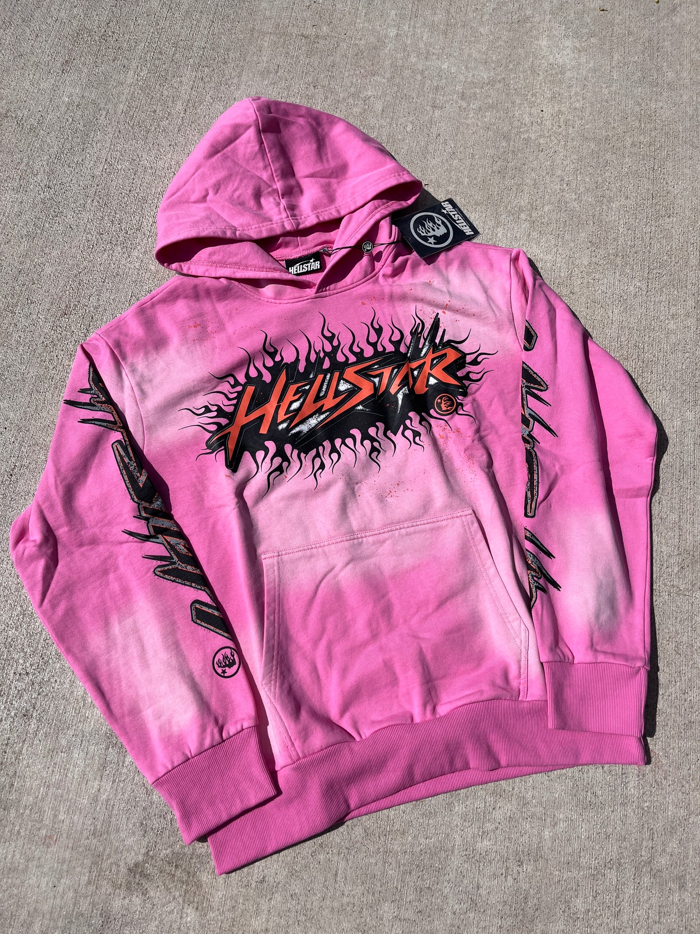 Pink Red Hellstar Flame Hoodie