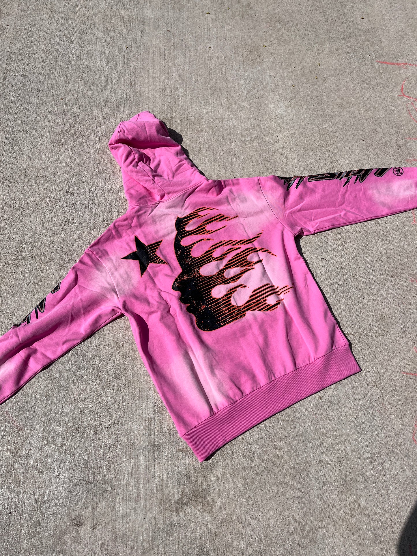 Pink Red Hellstar Flame Hoodie