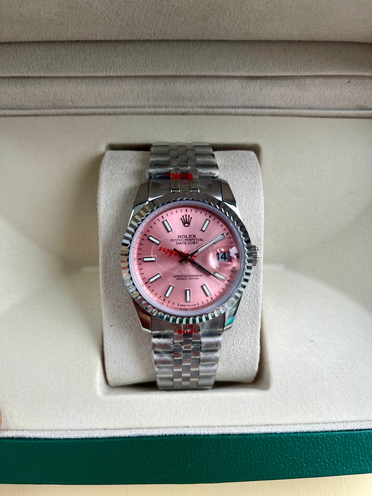 Pink face & silver strap oyster perpetual D.J.