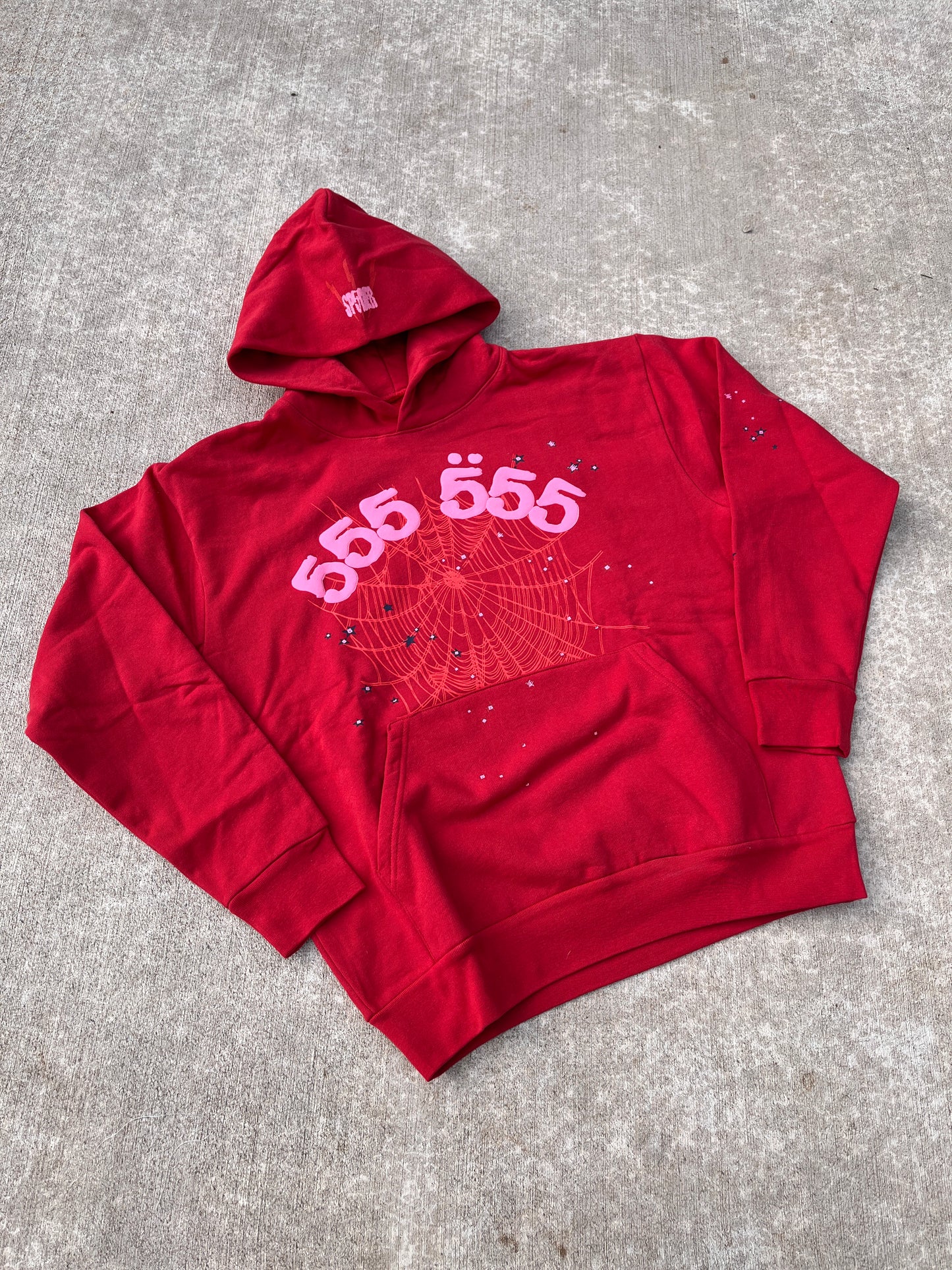 Red 555 web hoodie