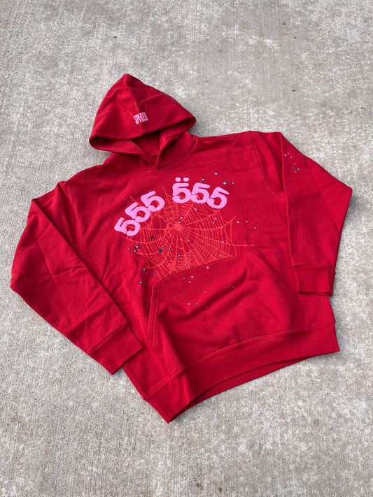 Red 555 web hoodie